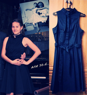 Модное летнее черное бальное повседневное платье с зауженной талией