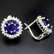 Натуральные Сапфиры в серебре 925 серьги