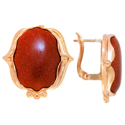 Серьги с позолотой с авантюрином