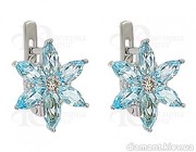 Золотые серьги 585 пробы с бриллиантами и топазами