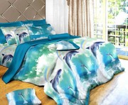 Яркое с эффектом 3D(сатин) Подсолнух и Дельфин 