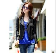 Первая женщина кожаное пальто Hitz корейских женщин Тонкий Короткие ко