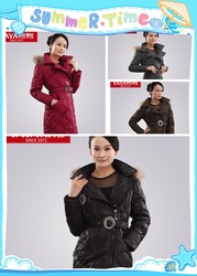 Яя длинный пуховик талии шнурком пуховик женщин в возрасте мать подраз