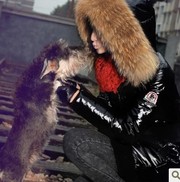 GRYR04 2013 зима новый большой меховой воротник Тонкий шлиф толстых дл