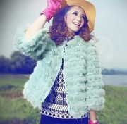 GRPC14 2012 Dongkuan г-жа Мина принцессу шифона слоев шерстяной жакет 