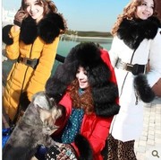 GRYR155 2013 новая зимняя леди подлинной Fox меховым воротником и длин