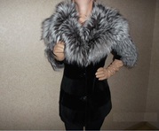 Норковая шуба женская с капюшоном из чернобурки