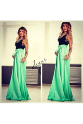 Длинная юбка бирюзового цвета артикул - Артикул: Am6755