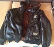 Стильная фирменная толстовка adidas черная с капюшон на исскуств.меху