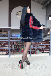 NEW 2017. Жилет из финского песца,  крой кубики,  длина 75 см,  размеры 4