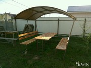 беседка садовая с лавками